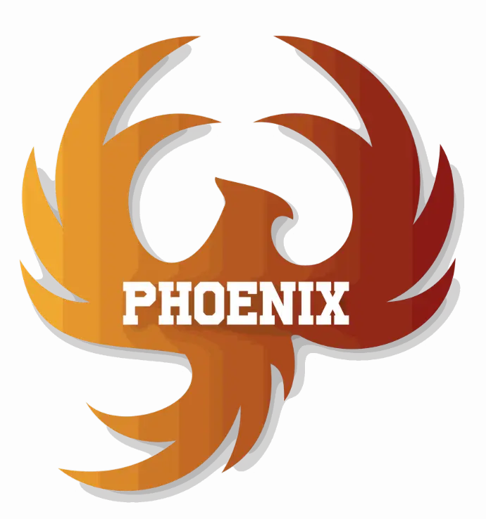 Logo Phoenix en couleur orange te rouge sur un fond transparent